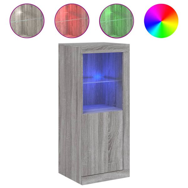 vidaXL Sideboard with LED Lights Grey Sonoma 41x37x100 cm