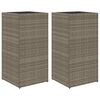 vidaXL Garden Planters 2 pcs Grey 40x40x80 cm Poly Rattan