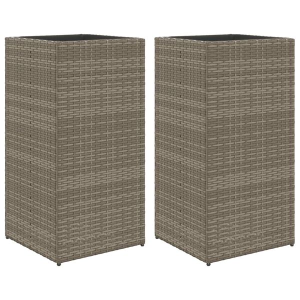 vidaXL Garden Planters 2 pcs Grey 40x40x80 cm Poly Rattan