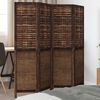 vidaXL Room Divider 4 Panels Dark Brown Solid Wood Paulownia