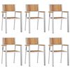 vidaXL Garden Chair 6 pcs Solid Acacia Wood and Stainless Steel