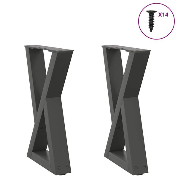 vidaXL Coffee Table Legs 2 pcs Anthracite 28x(42-43.3) cm Steel