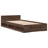 vidaXL Bed Frame with Drawer Brown Oak 75x190 cm Small Single Engineered Wood