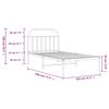 vidaXL Metal Bed Frame without Mattress with Headboard Black 100x190cm