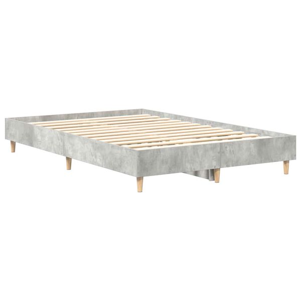 vidaXL Bed Frame No Mattress Concrete Grey 135x190 cm Double Engineered Wood