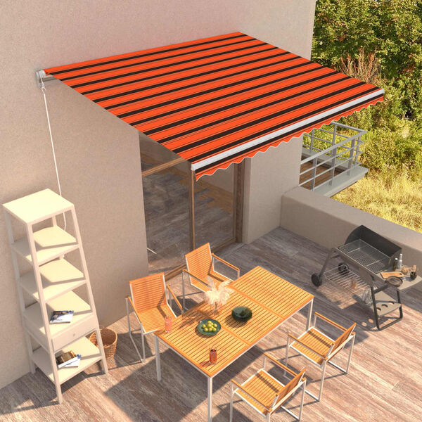vidaXL Manual Retractable Awning 400x300 cm Orange and Brown