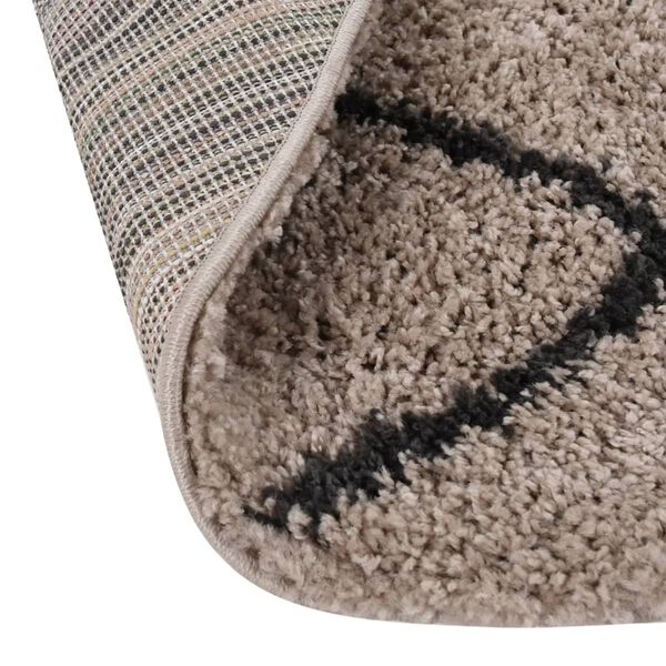 vidaXL Shaggy Rug High Pile Beige and Anthracite &phi;120 cm