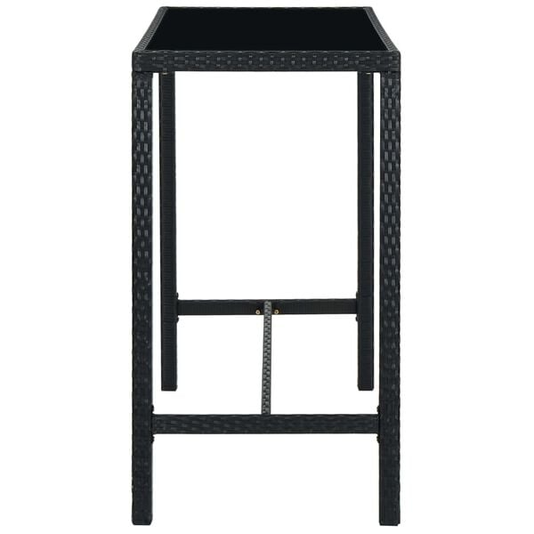 vidaXL Garden Bar Table Black 130x60x110 cm Poly Rattan and Glass