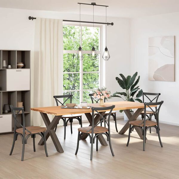 vidaXL Dining Table Legs X-Shaped 3 pcs Natural Steel 90x(72-73) cm Steel