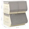 vidaXL Stackable Storage Box Set of 3 Pieces Fabric Grey & Cream