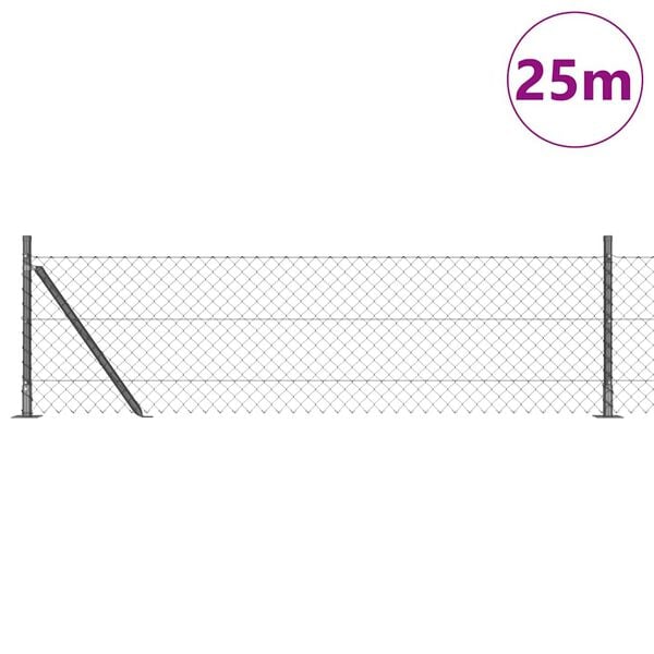 vidaXL Fence Post Grey 25 x 0.6 m (40 x 40 mm mesh) Steel and PVC