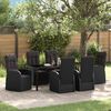 vidaXL Garden Dining Set with Cushion 7 pcs Black Poly Rattan