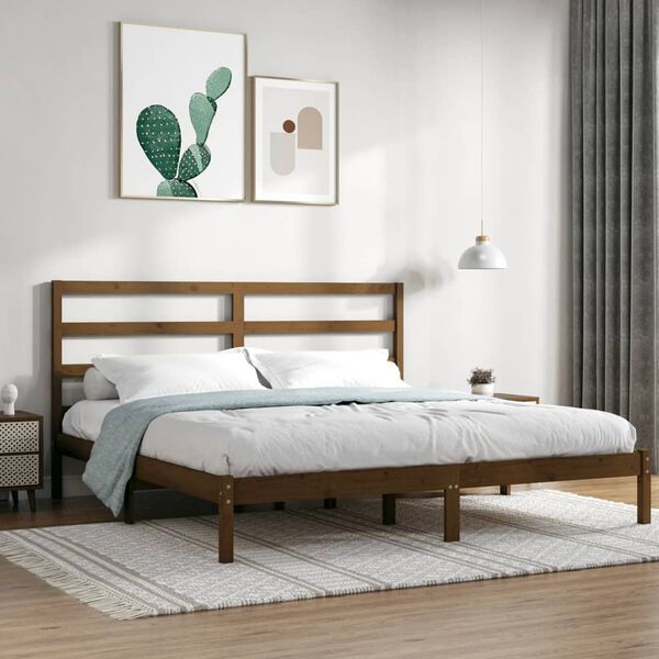 vidaXL Bed Frame without Mattress Honey Brown 200x200 cm Solid Wood Pine