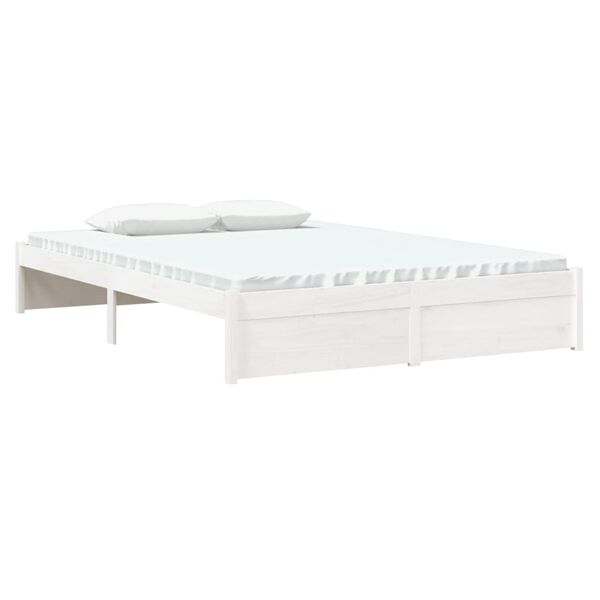vidaXL Bed Frame without Mattress White Solid Wood 140x190 cm