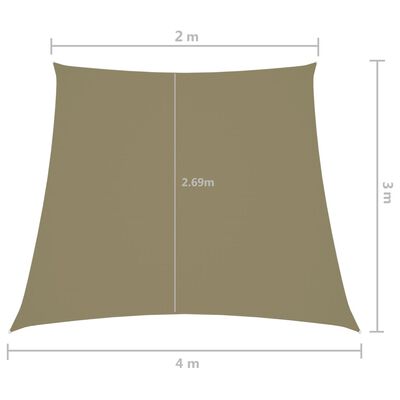 vidaXL Sunshade Sail Oxford Fabric Trapezium 2/4x3 m Beige