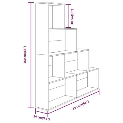 vidaXL Book Cabinet Grey Sonoma 155x24x160 cm