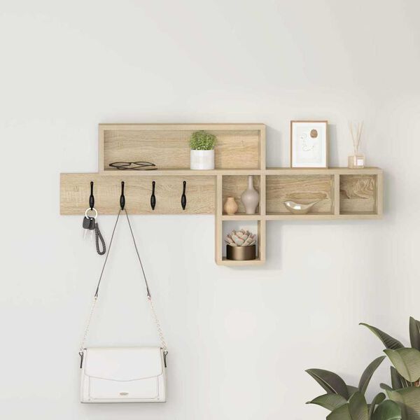 vidaXL Wall-Mounted Coat Rack with Shelf Sonoma Oak 100 x 12 x 43.5 cm