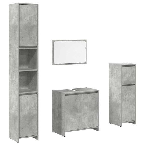 vidaXL 4 Piece Bathroom Furniture Set Concrete Grey Engineered Wood