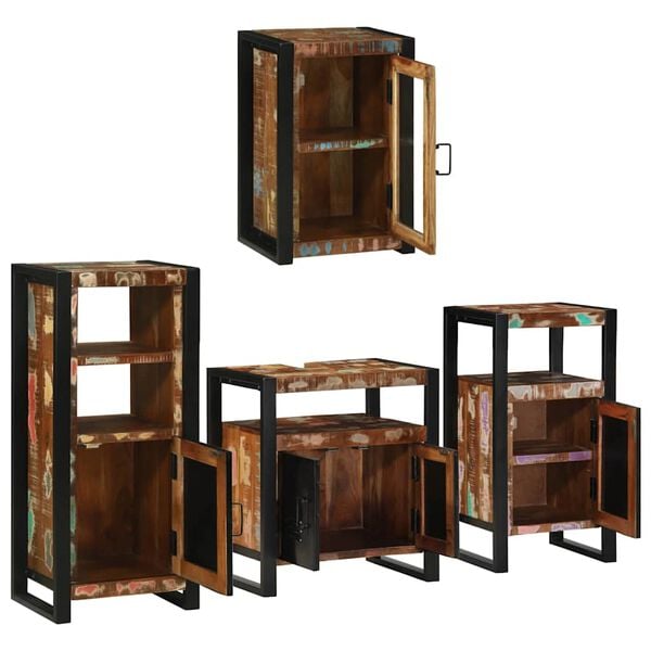 vidaXL Bathroom Furniture Set 4 pcs Multicolour Solid Reclaimed Wood