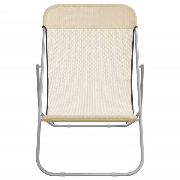 vidaXL Folding Beach Chairs 2 pcs Cream Textilene&Powder-coated Steel