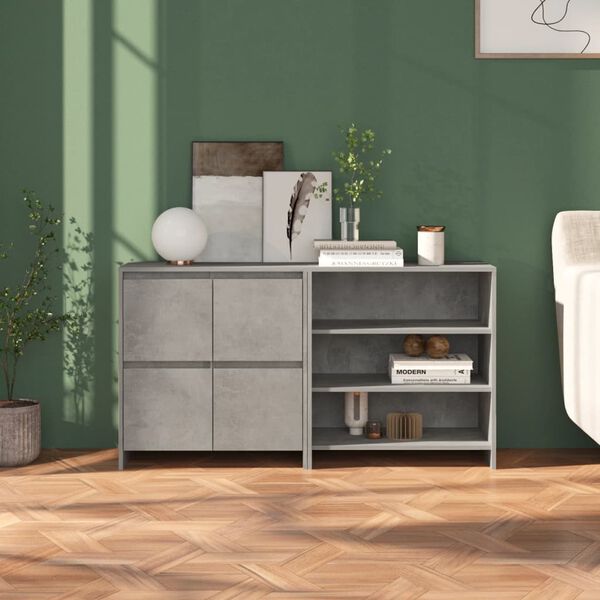 vidaXL 2 Piece Sideboard Concrete Grey Engineered Wood