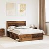 vidaXL Bed Frame with Headboard Old Wood 160 x 200 cm Solid Pine Wood