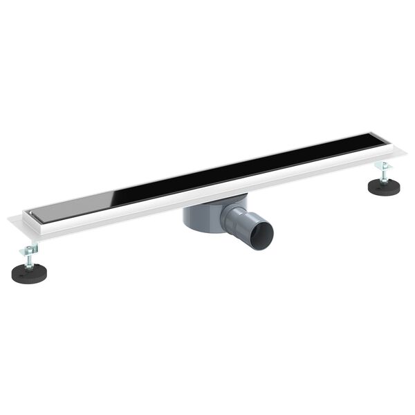 vidaXL Shower Drain Glass Cover with 360&deg; Siphon Black 70 cm