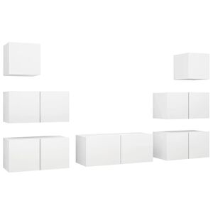 vidaXL 7 Piece TV Cabinet Set White Engineered Wood