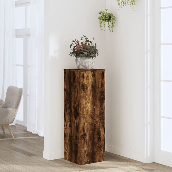 vidaXL Plant Stand Smoked Oak 33x33x100 cm Engineered Wood