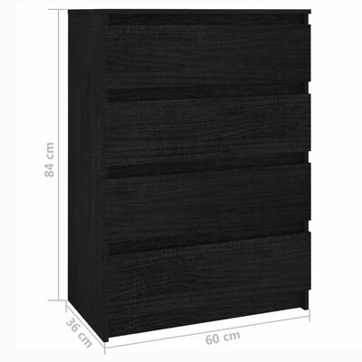 vidaXL Side Cabinet Black 60x36x84 cm Solid Pinewood