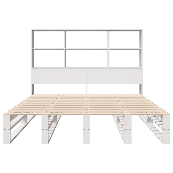vidaXL Bookcase Bed without Mattress White 140x190 cm Solid Wood