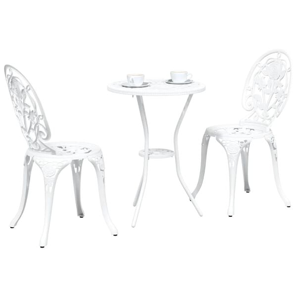 vidaXL Garden Bistro Set 3 pcs White Aluminium