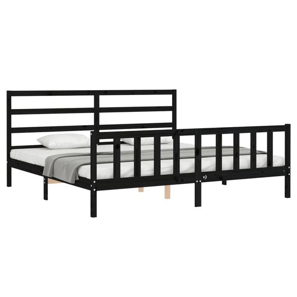 vidaXL Bed Frame without Mattress Black 200x200 cm Solid Wood Pine