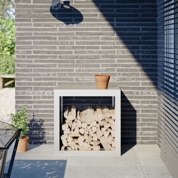 vidaXL Firewood Rack White 60x40x60 cm Steel