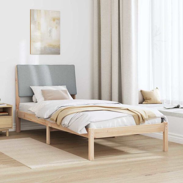 vidaXL Bed frame Brown and light grey 90 x 200 cm Solid pine wood