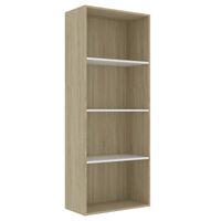 vidaXL 4-Tier Book Cabinet White and Sonoma Oak 60x30x151.5 cm Engineered Wood