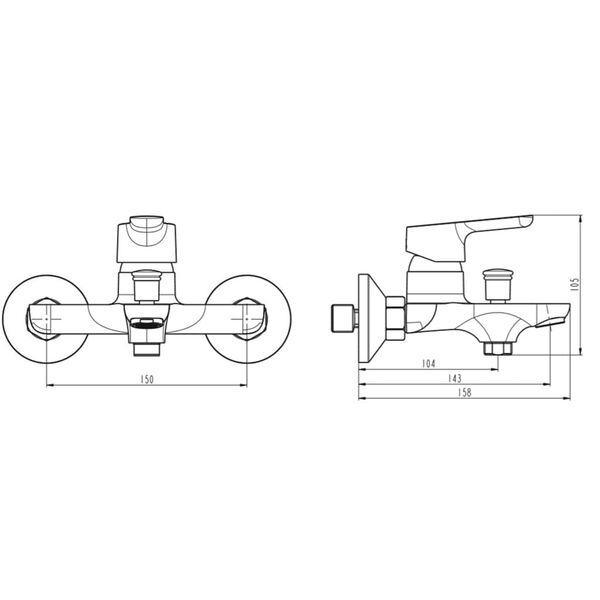 SCH&Uuml;TTE Bath Shower Mixer Tap VICO Chrome 105 mm