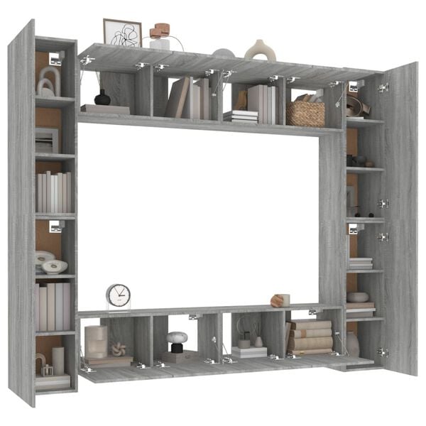 vidaXL 8 Piece TV Cabinet Set Grey Sonoma Engineered Wood