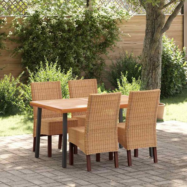 vidaXL Dining Chairs 4 pcs Brown Natural Rattan