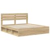 vidaXL Bed Frame with Headboard Sonoma 200 x 200 cm Solid Pine Wood