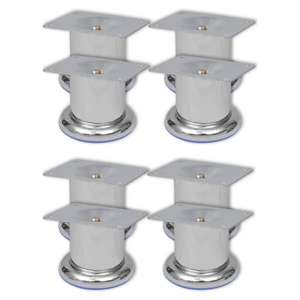 vidaXL Sofa Legs 8 pcs Round Chrome 60 mm