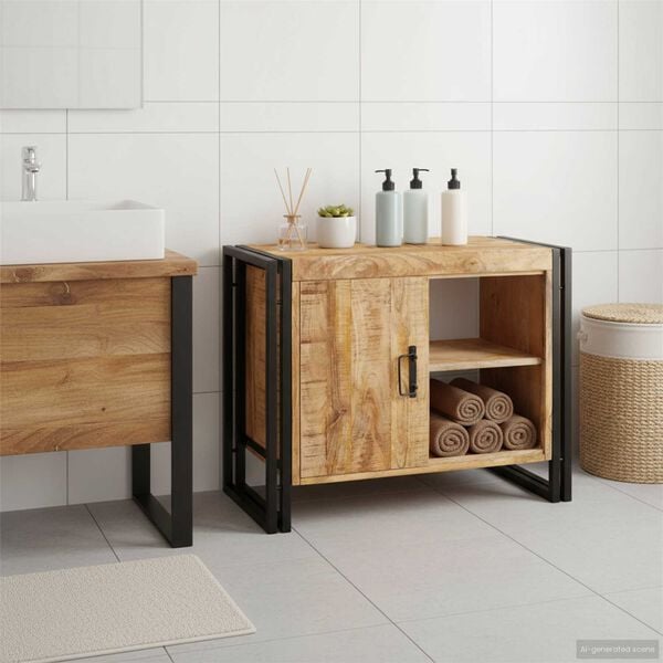 vidaXL Sink cabinet with Shelf Brown 71 x 33 x 58 cm Solid Mango Wood