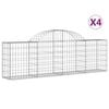 vidaXL Arched Gabion Baskets 4 pcs 200x30x60/80 cm Galvanised Iron