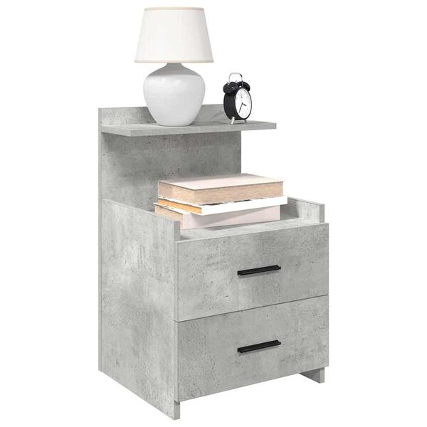 vidaXL Bedside Cabinets 2 pcs with 2 Drawers Concrete Grey 40x36.5x62 cm