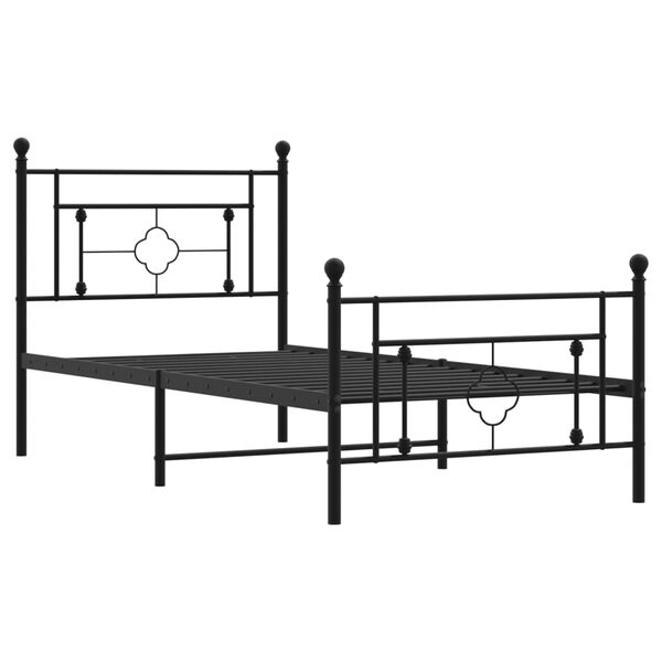 vidaXL Metal Bed Frame without Mattress with Footboard Black 100x190cm
