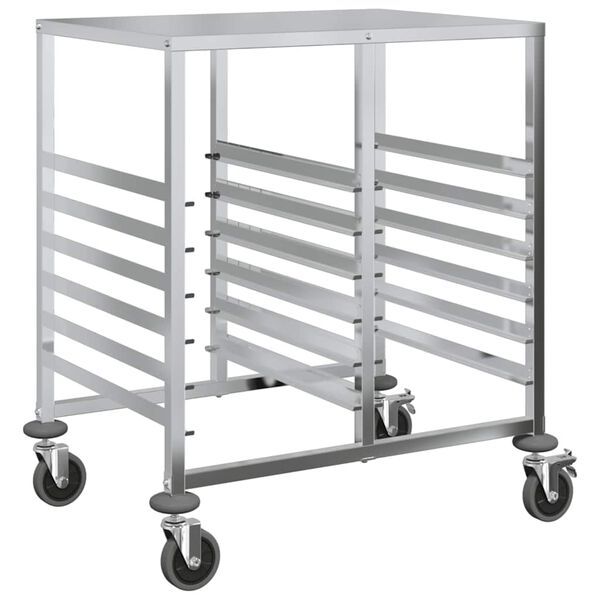 vidaXL Tray Trolley with 12 GN Containers 75x55x87 cm Stainless Steel