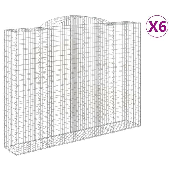 vidaXL Arched Gabion Baskets 6 pcs 300x50x220/240 cm Galvanised Iron