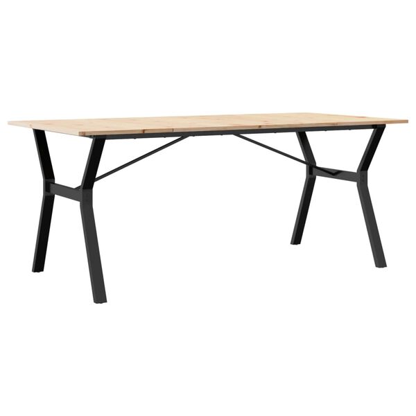 vidaXL Dining Table Y-Frame 180x90x75 cm Solid Wood Pine and Steel