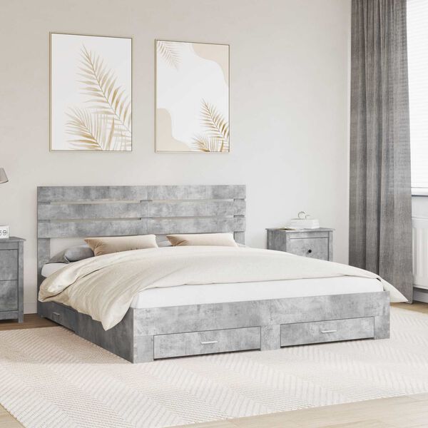vidaXL Bed Frame with Drawer with Headboard Manual Engineered Wood