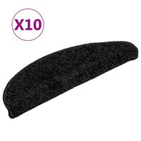 vidaXL Stair Mats 10 pcs 56x17x3 cm Black